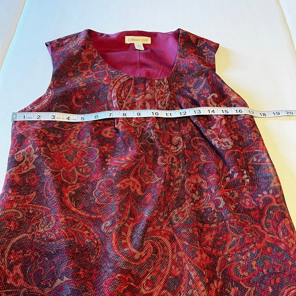 Coldwater Creek multi colored size small sleeveless blouse Tank Top side zipper - Picture 7 of 11